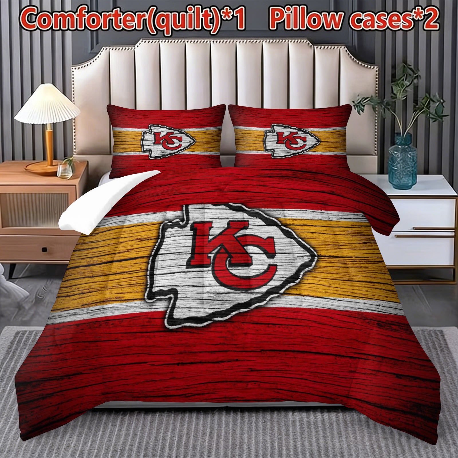 Kansas City Chiefs Comforter Pillowcase Sets Blanket All Season Reversible Quilted Duvet