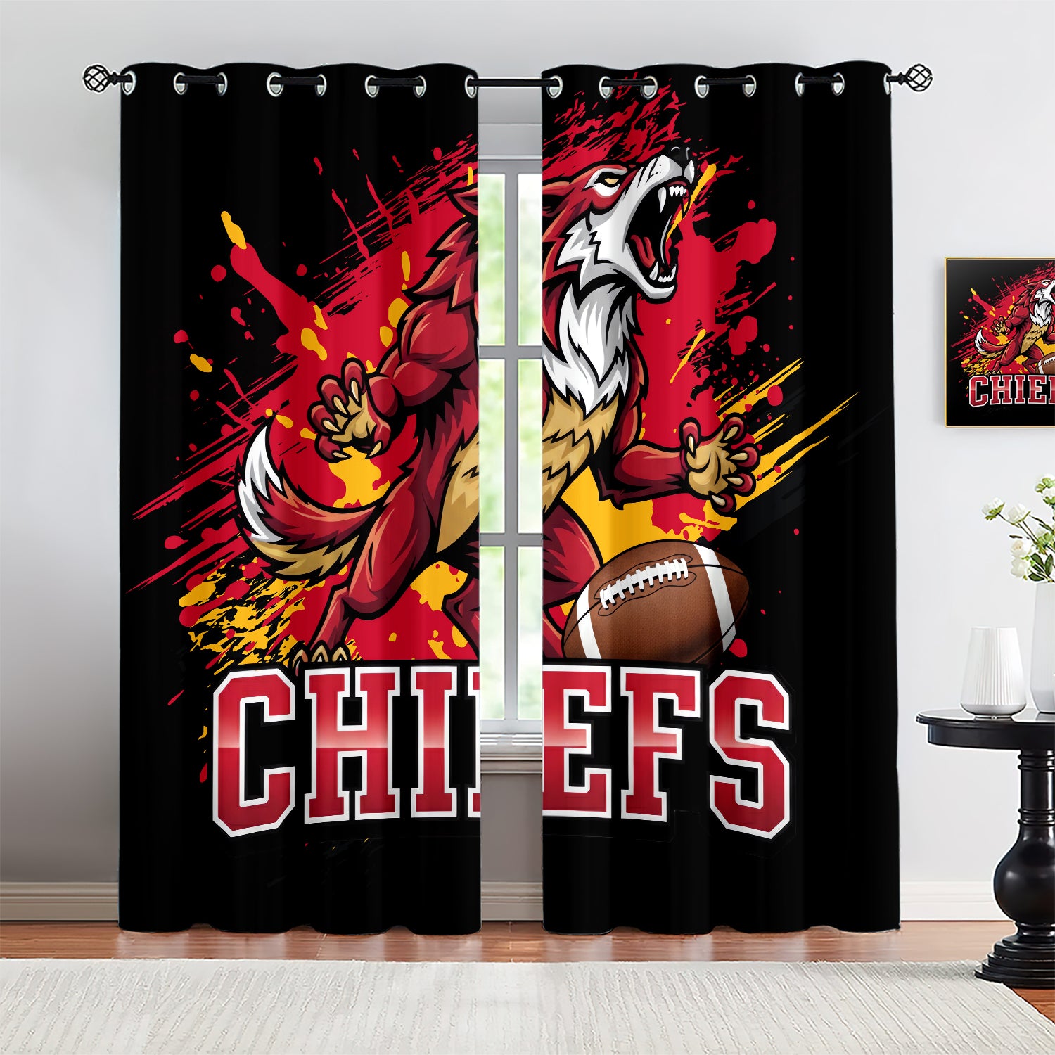 Kansas City Chiefs Blackout Curtains Drapes For Window Treatment Set