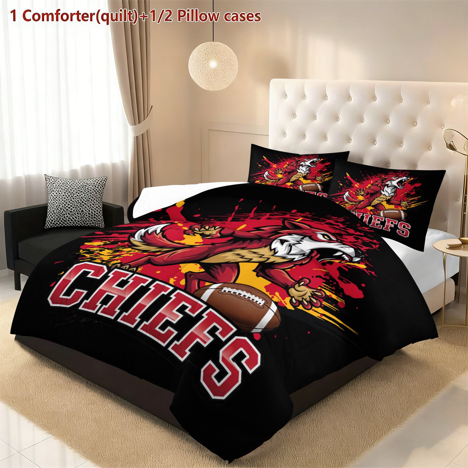 Kansas City Chiefs Comforter Pillowcase Sets Blanket All Season Reversible Quilted Duvet