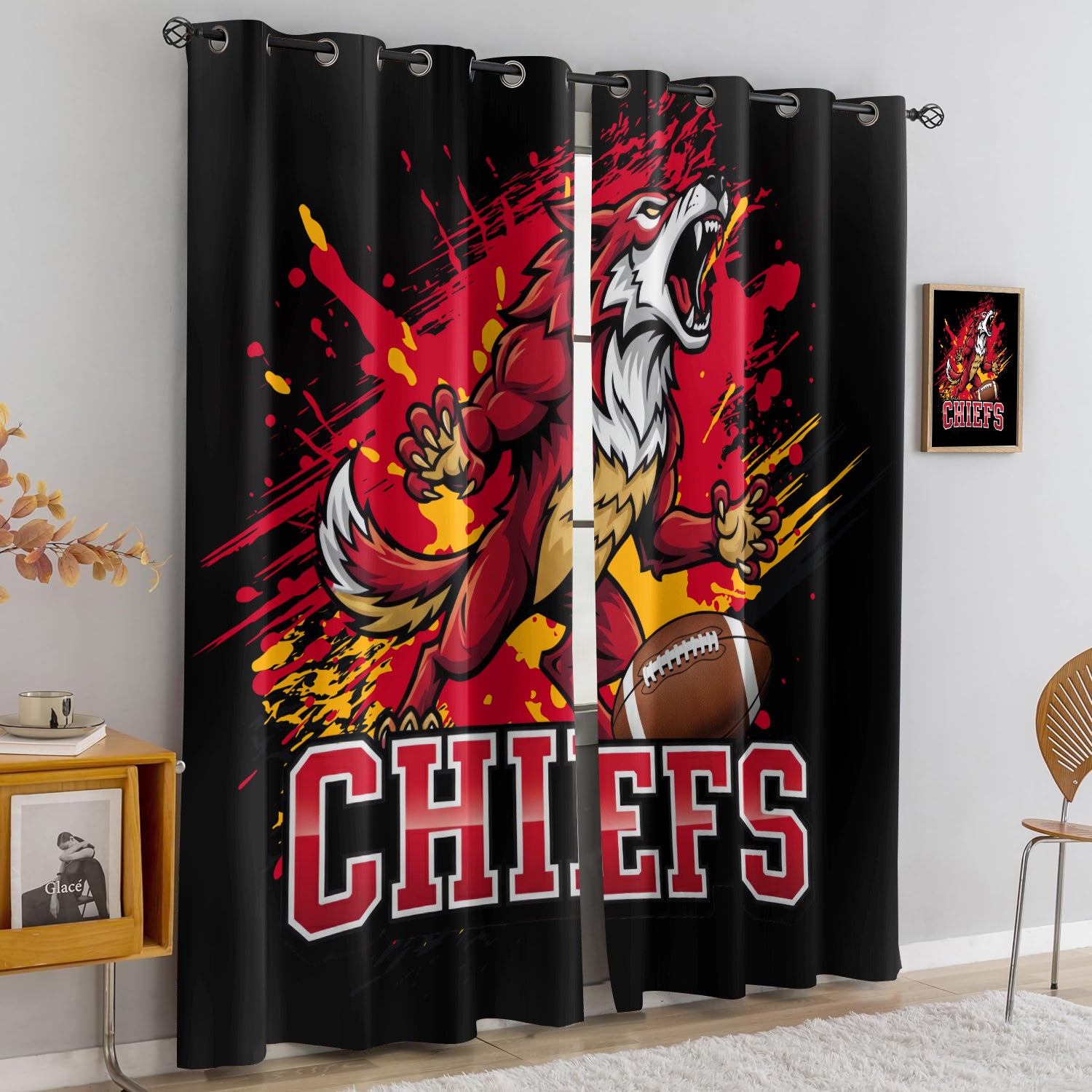 Kansas City Chiefs Blackout Curtains Drapes For Window Treatment Set