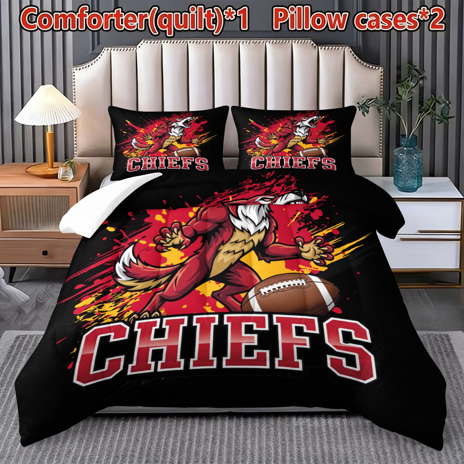 Kansas City Chiefs Comforter Pillowcase Sets Blanket All Season Reversible Quilted Duvet