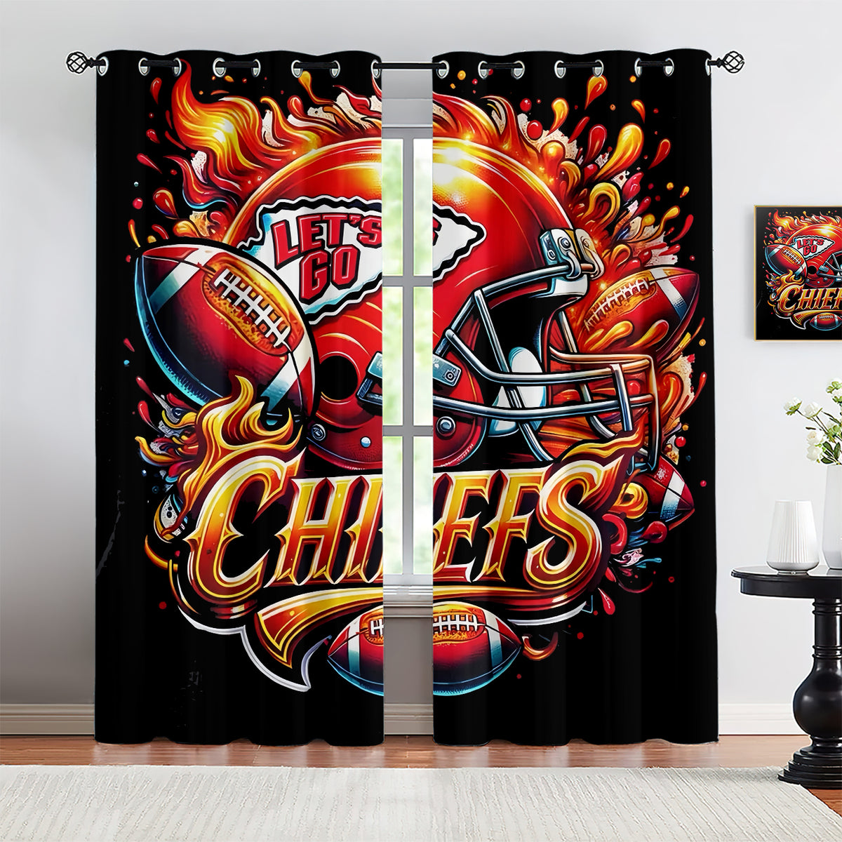 Kansas City Chiefs Blackout Curtains Drapes For Window Treatment Set