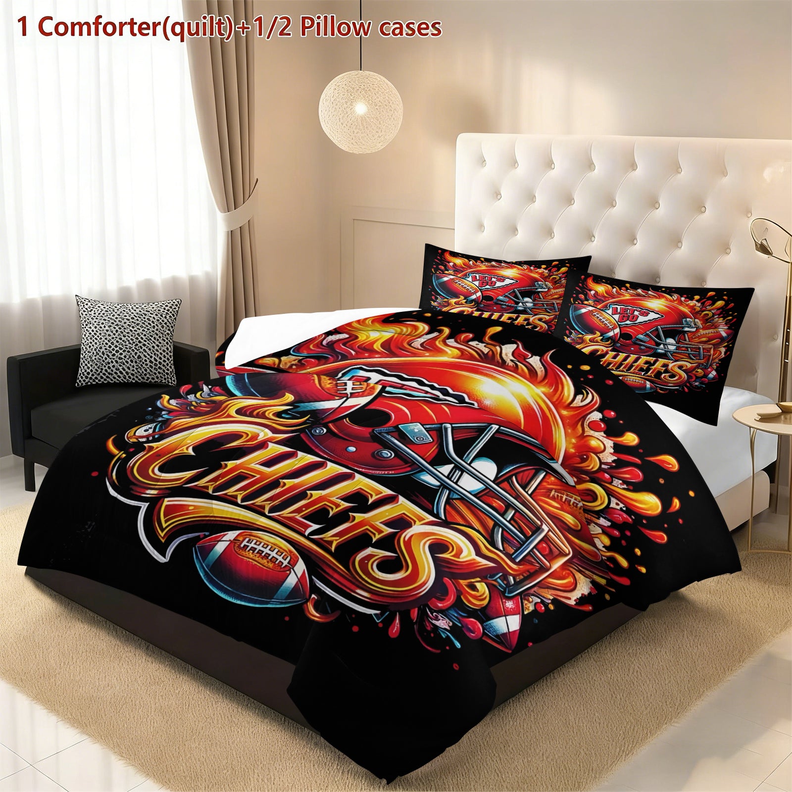 Kansas City Chiefs Comforter Pillowcase Sets Blanket All Season Reversible Quilted Duvet