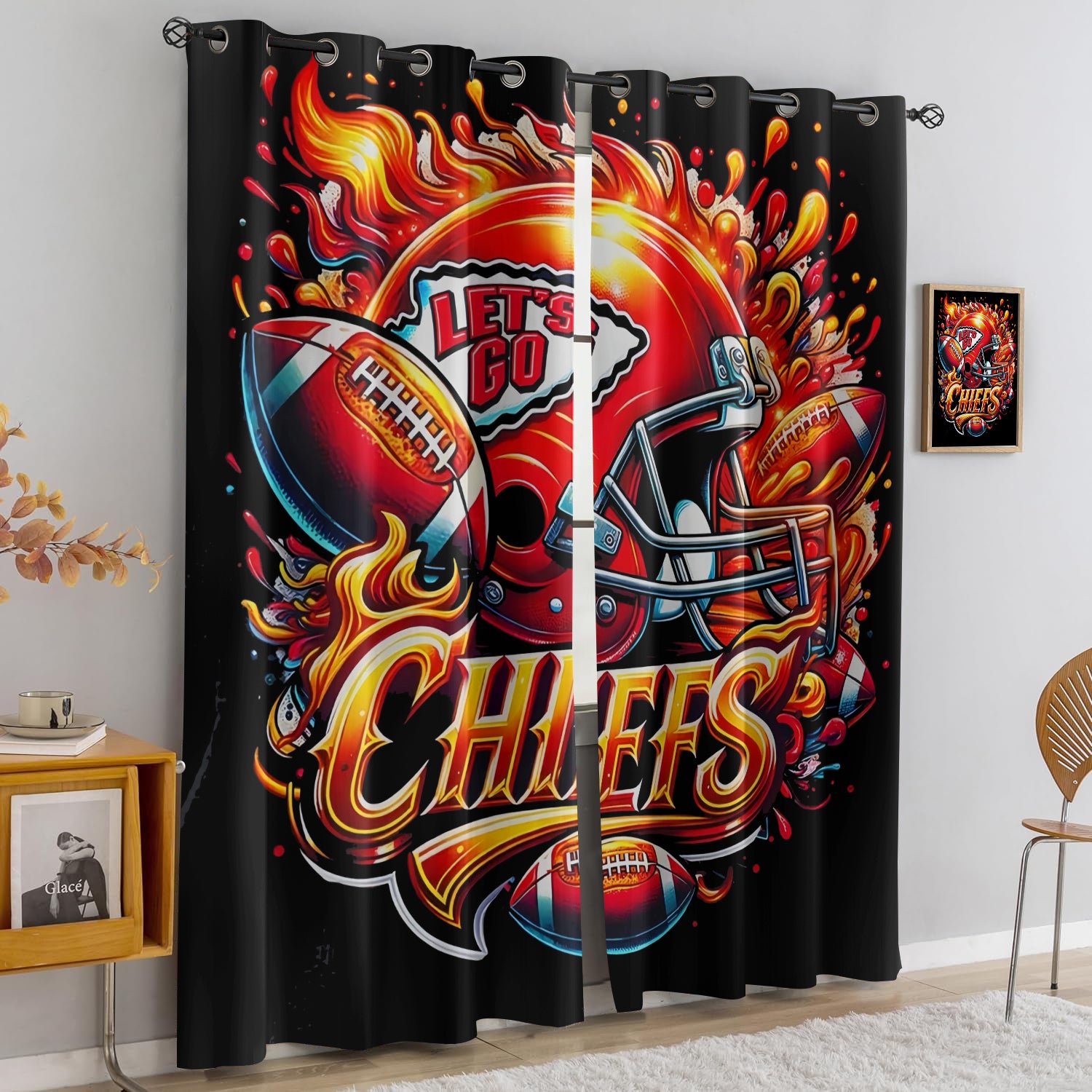 Kansas City Chiefs Blackout Curtains Drapes For Window Treatment Set