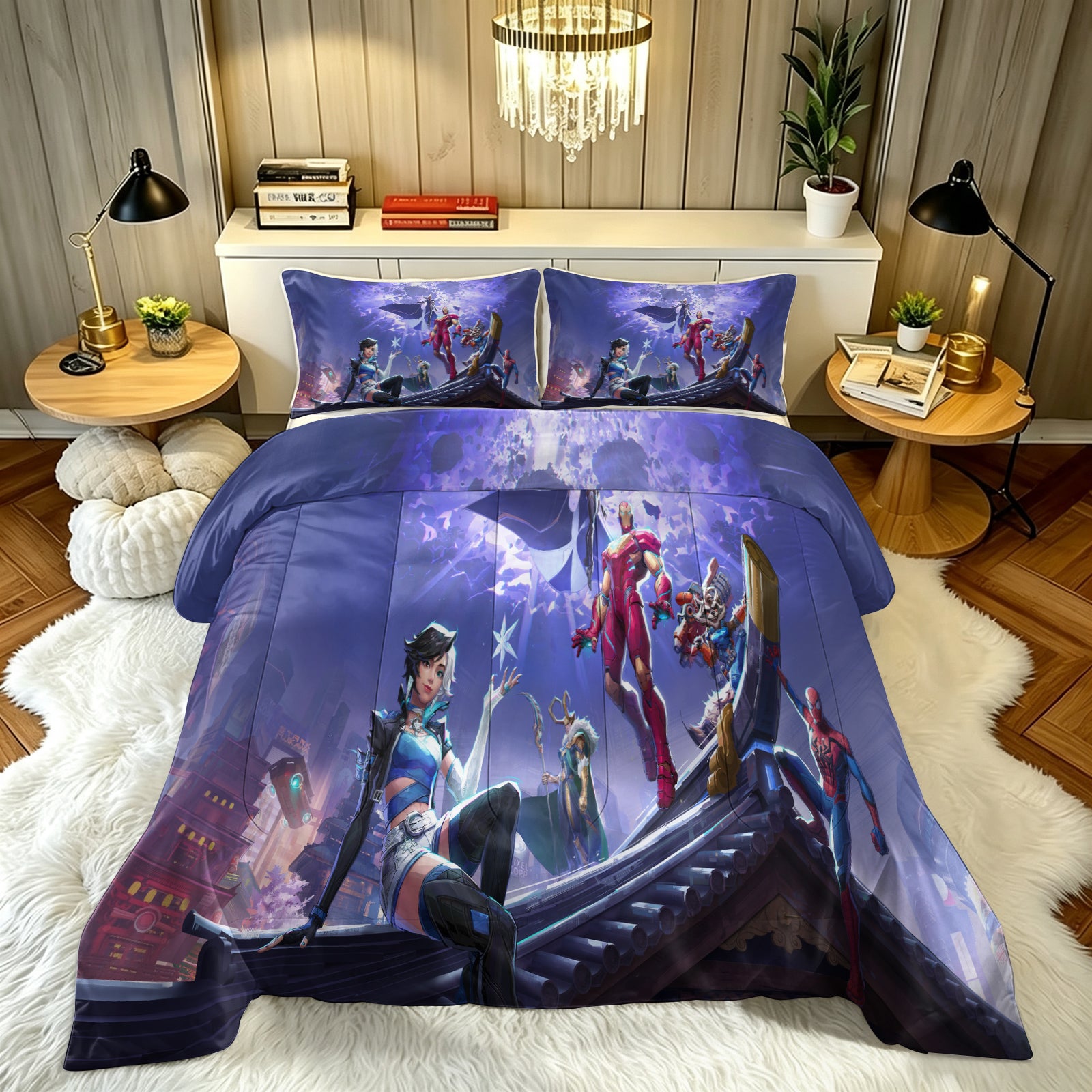Marvel Rivals Comforter Pillowcase Sets Blanket All Season Reversible Quilted Duvet