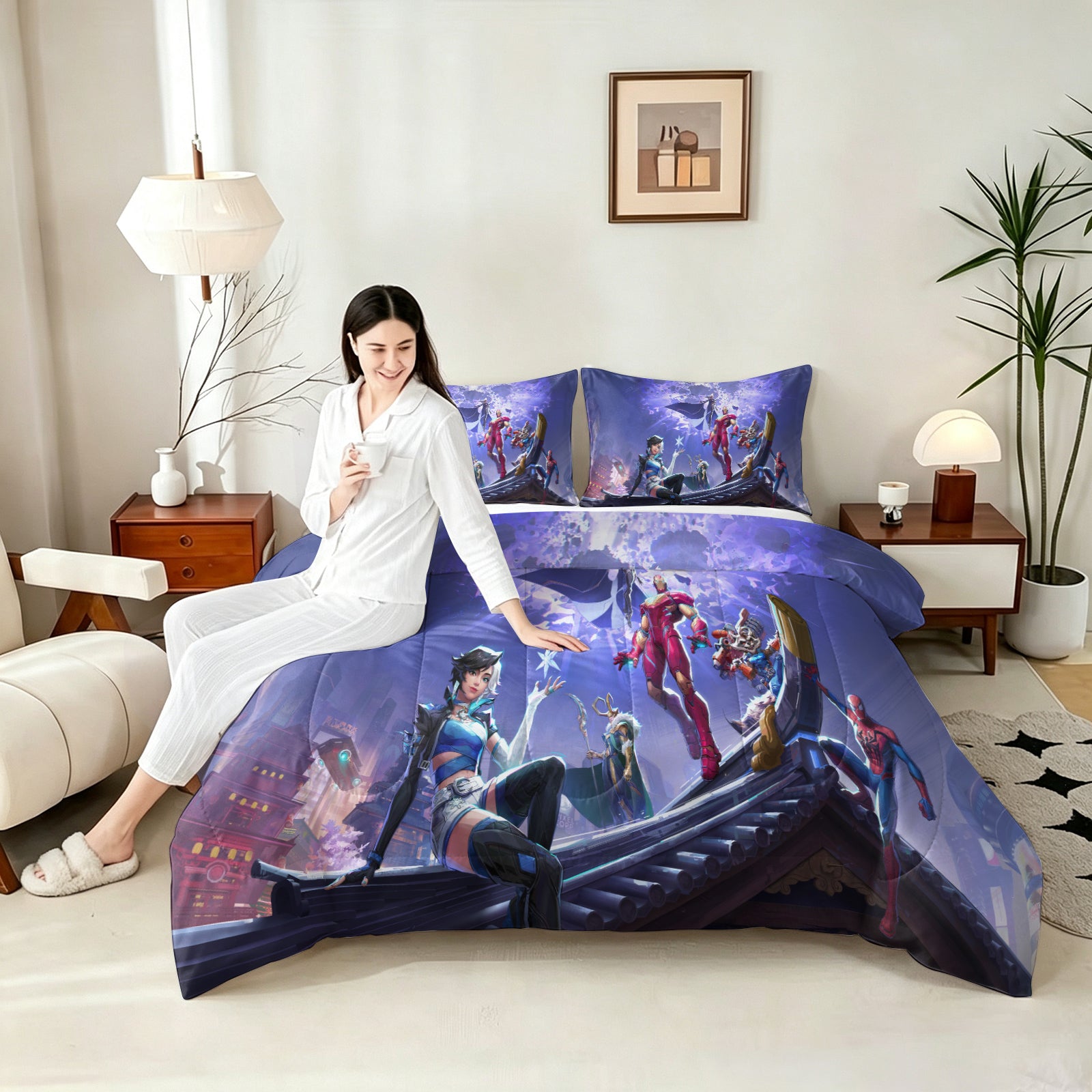 Marvel Rivals Comforter Pillowcase Sets Blanket All Season Reversible Quilted Duvet