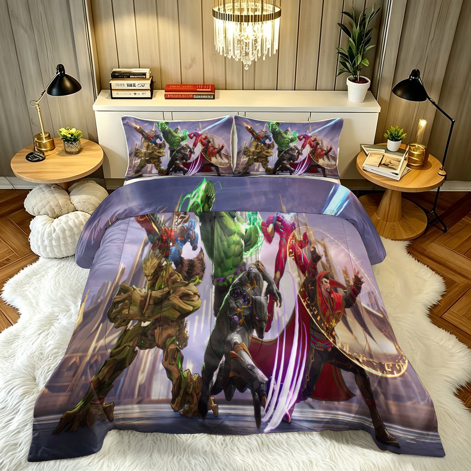 Marvel Rivals Comforter Pillowcase Sets Blanket All Season Reversible Quilted Duvet