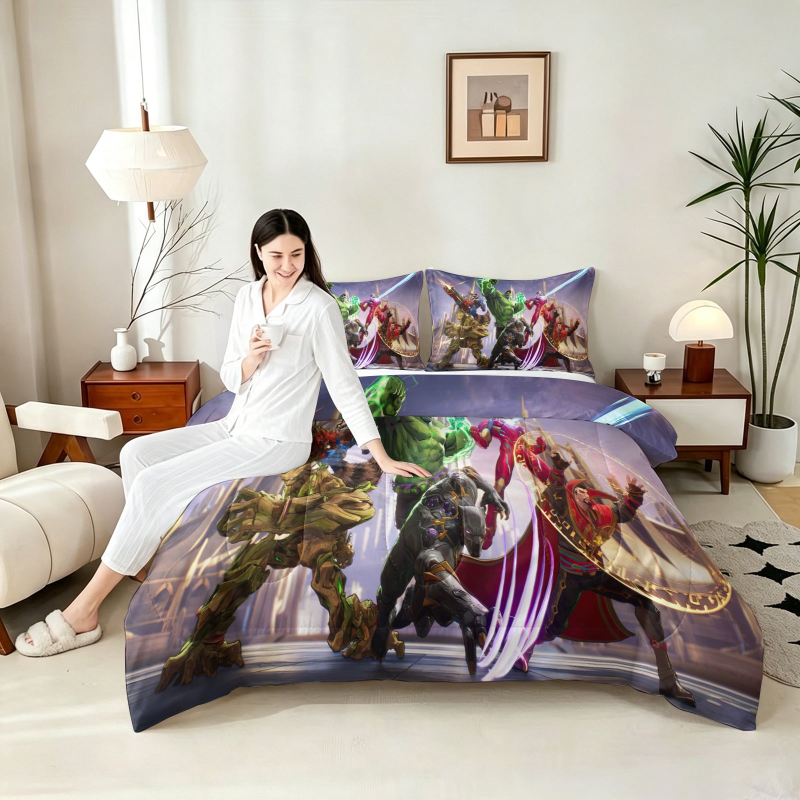 Marvel Rivals Comforter Pillowcase Sets Blanket All Season Reversible Quilted Duvet