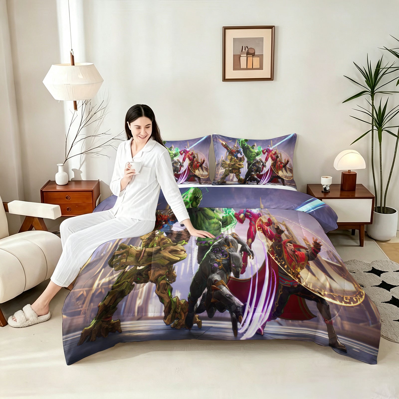 Marvel Rivals Comforter Pillowcase Sets Blanket All Season Reversible Quilted Duvet