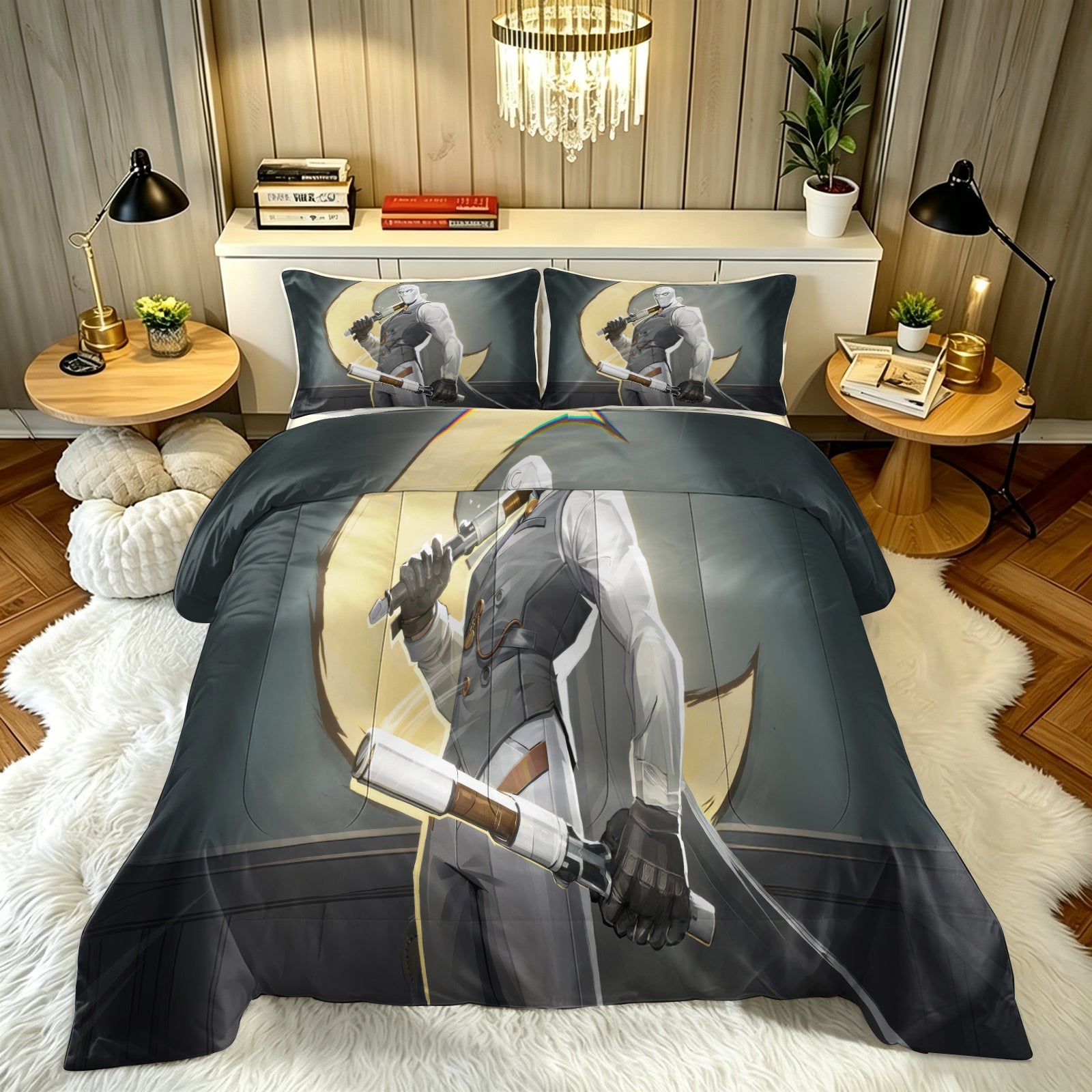 Marvel Rivals Moon Knight Comforter Pillowcase Sets Blanket All Season Reversible Quilted Duvet