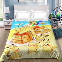 Pokemon Pikachu Bedding Sheet Flat Sheets Bed Sheet Double Queen Size Bedsheet