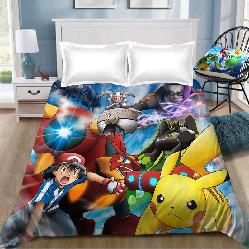 Pokemon Pikachu Bedding Sheet Flat Sheets Bed Sheet Double Queen Size Bedsheet