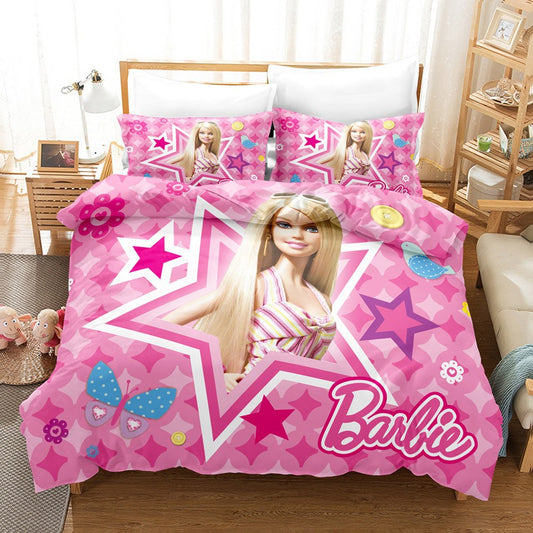 Pink Barbie 3D Printed Duvet Cover Quilt Cover Pillowcase Bedding Set 1000