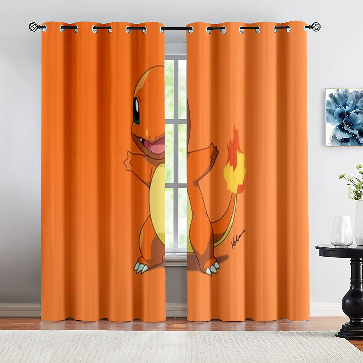 Pokemon Charmander Blackout Curtains Drapes for Window Treatment Set