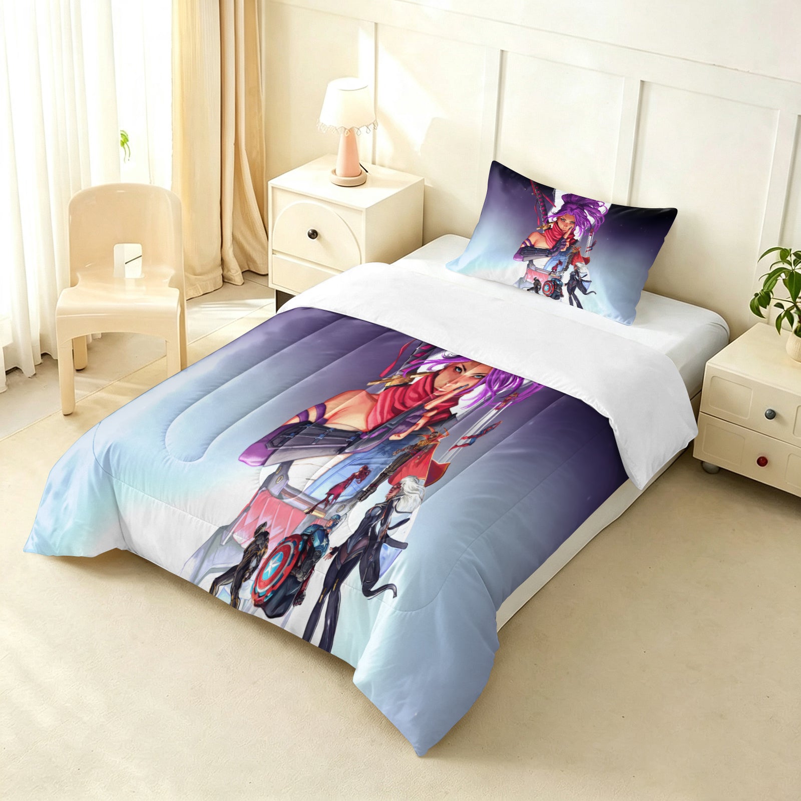 Marvel Rivals Psylocke Comforter Pillowcase Sets Blanket All Season Reversible Quilted Duvet