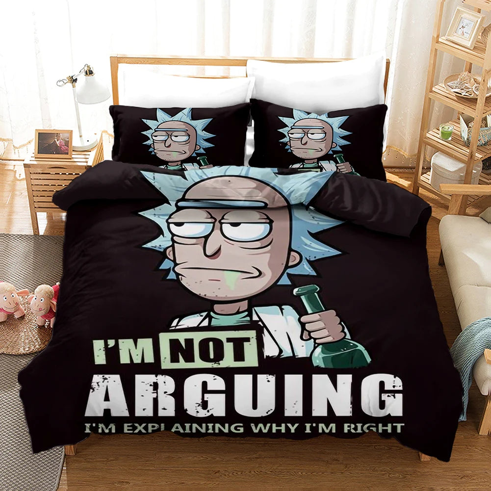 Anime Rick And Morty Duvet Cover Quilt Case Pillowcase Bedding Set Bedroom Decor