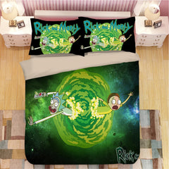 Anime Rick And Morty Duvet Cover Quilt Case Pillowcase Bedding Set Bedroom Decor