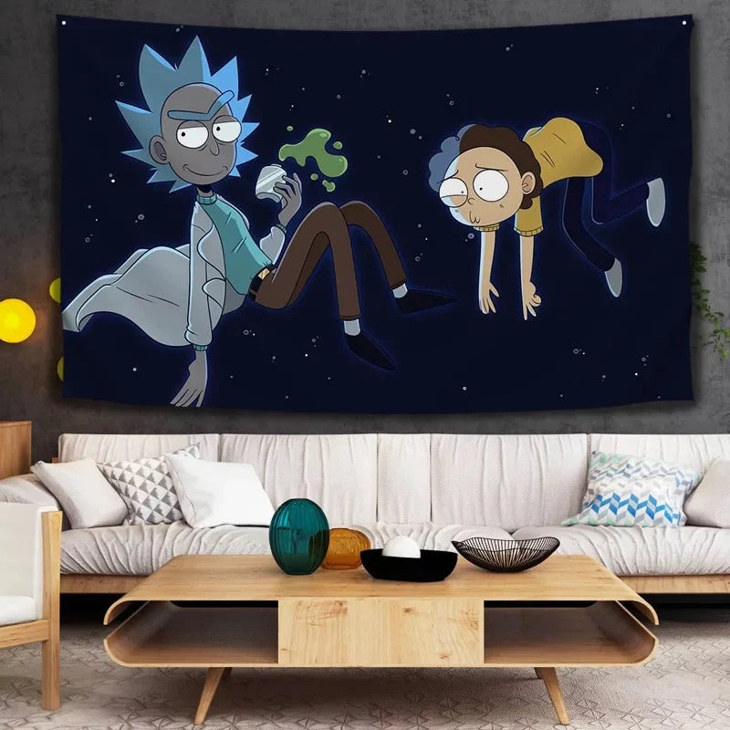Rick and Morty Wall Decor Hanging Tapestry Home Bedroom Living Room Decoration