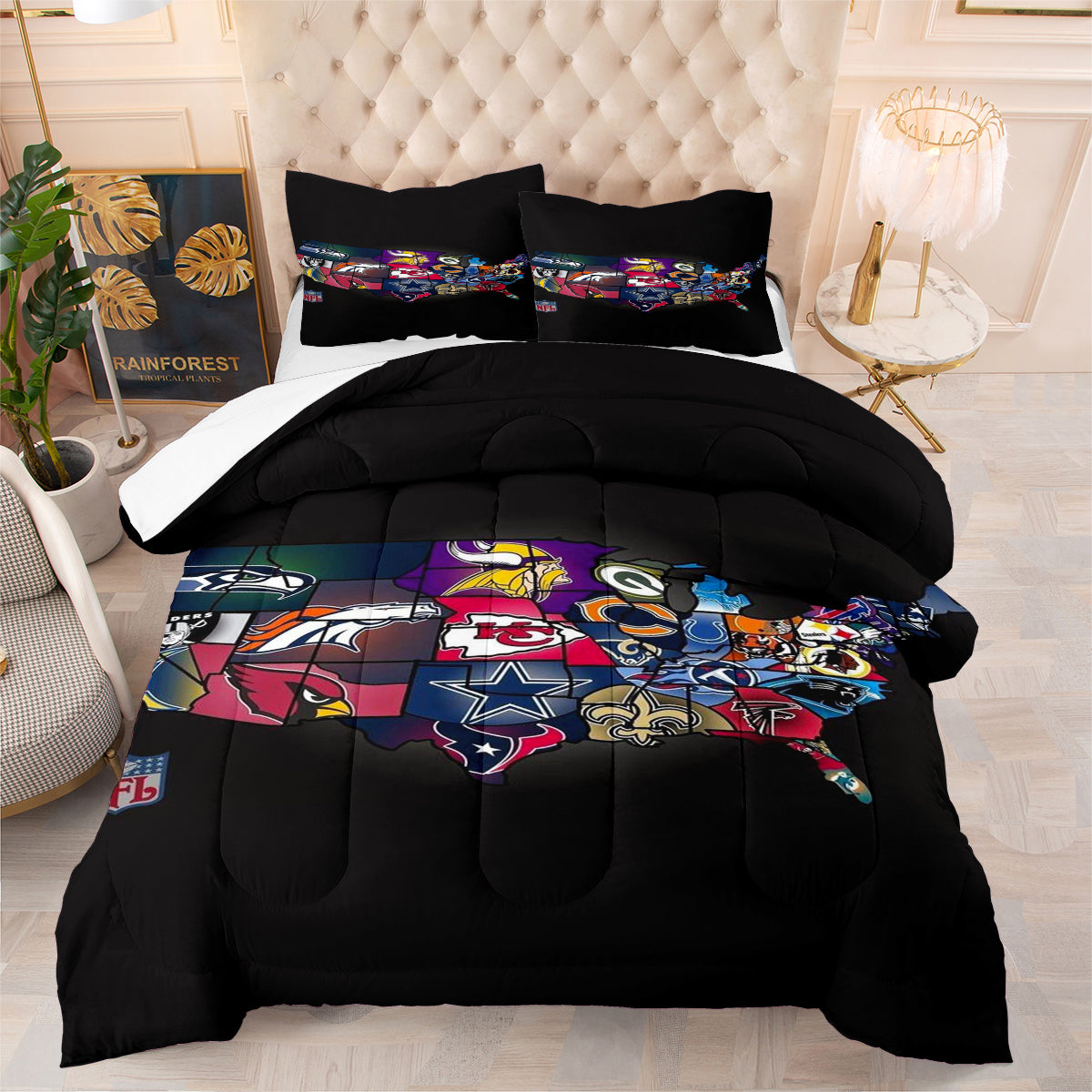 Football Team Rugby Comforter Pillowcase Sets Blanket All Season Reversible Quilted Duvet