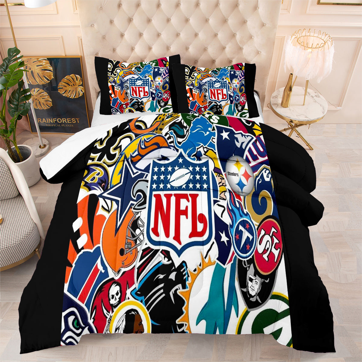 Football Team Rugby Comforter Pillowcase Sets Blanket All Season Reversible Quilted Duvet