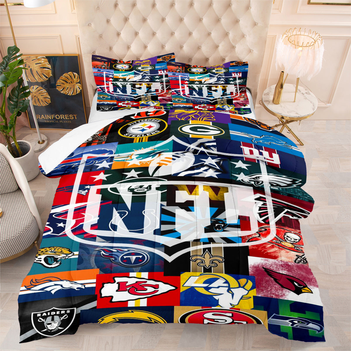 Football Team Rugby Comforter Pillowcase Sets Blanket All Season Reversible Quilted Duvet