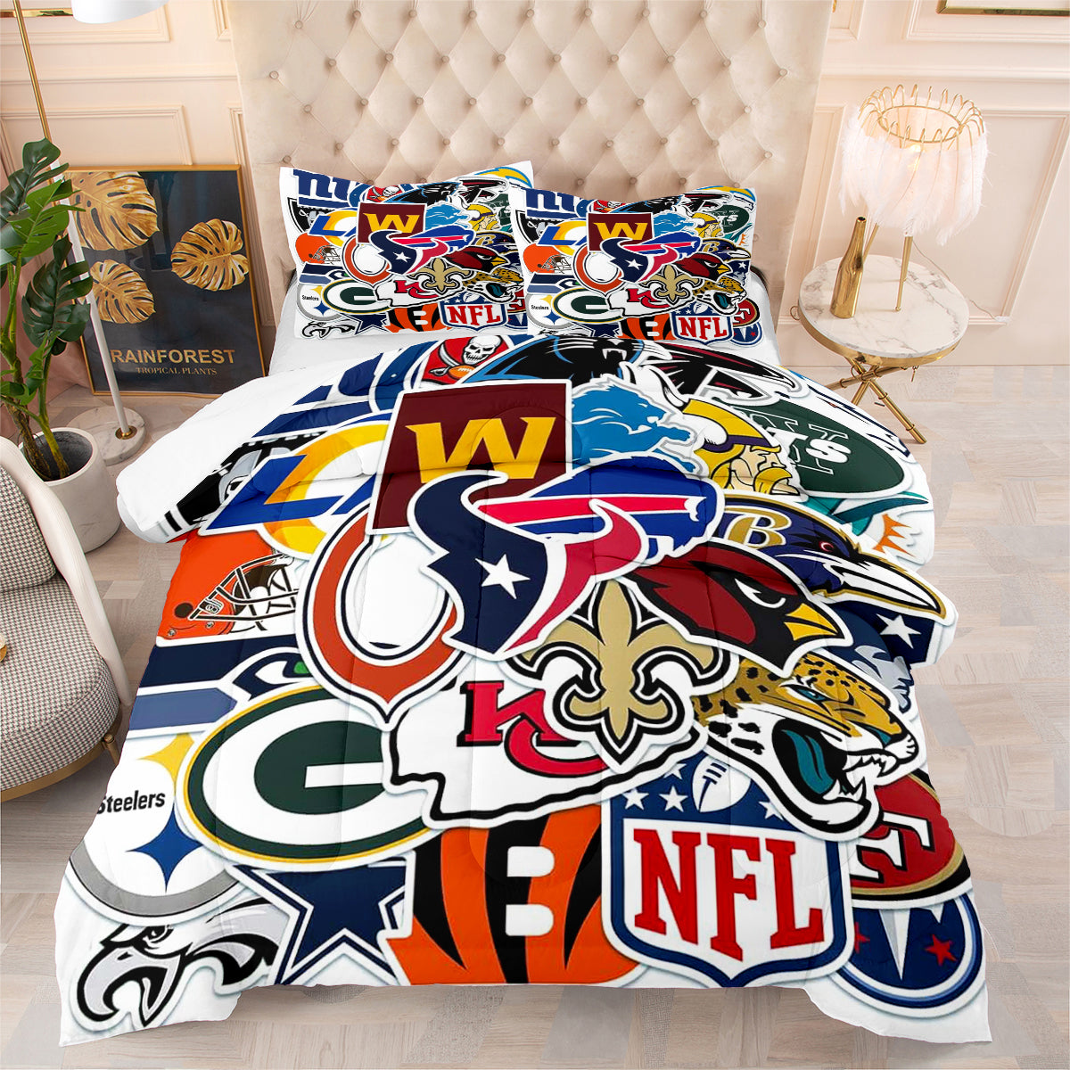 Football Team Rugby Comforter Pillowcase Sets Blanket All Season Reversible Quilted Duvet