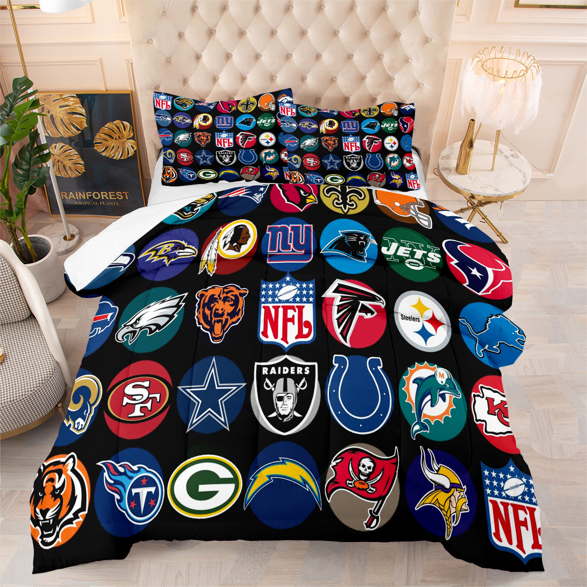 Football Team Rugby Comforter Pillowcase Sets Blanket All Season Reversible Quilted Duvet