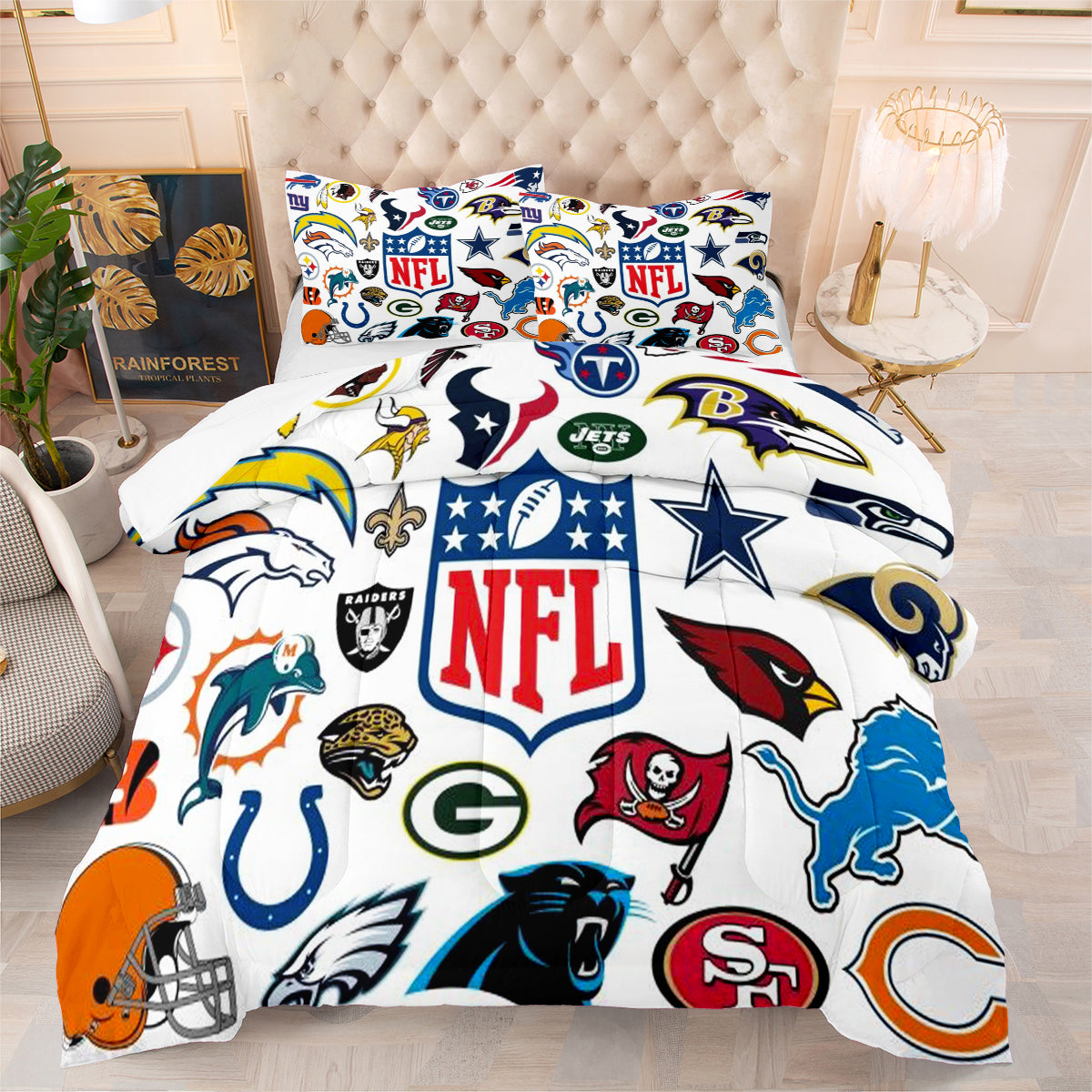 Football Team Rugby Comforter Pillowcase Sets Blanket All Season Reversible Quilted Duvet