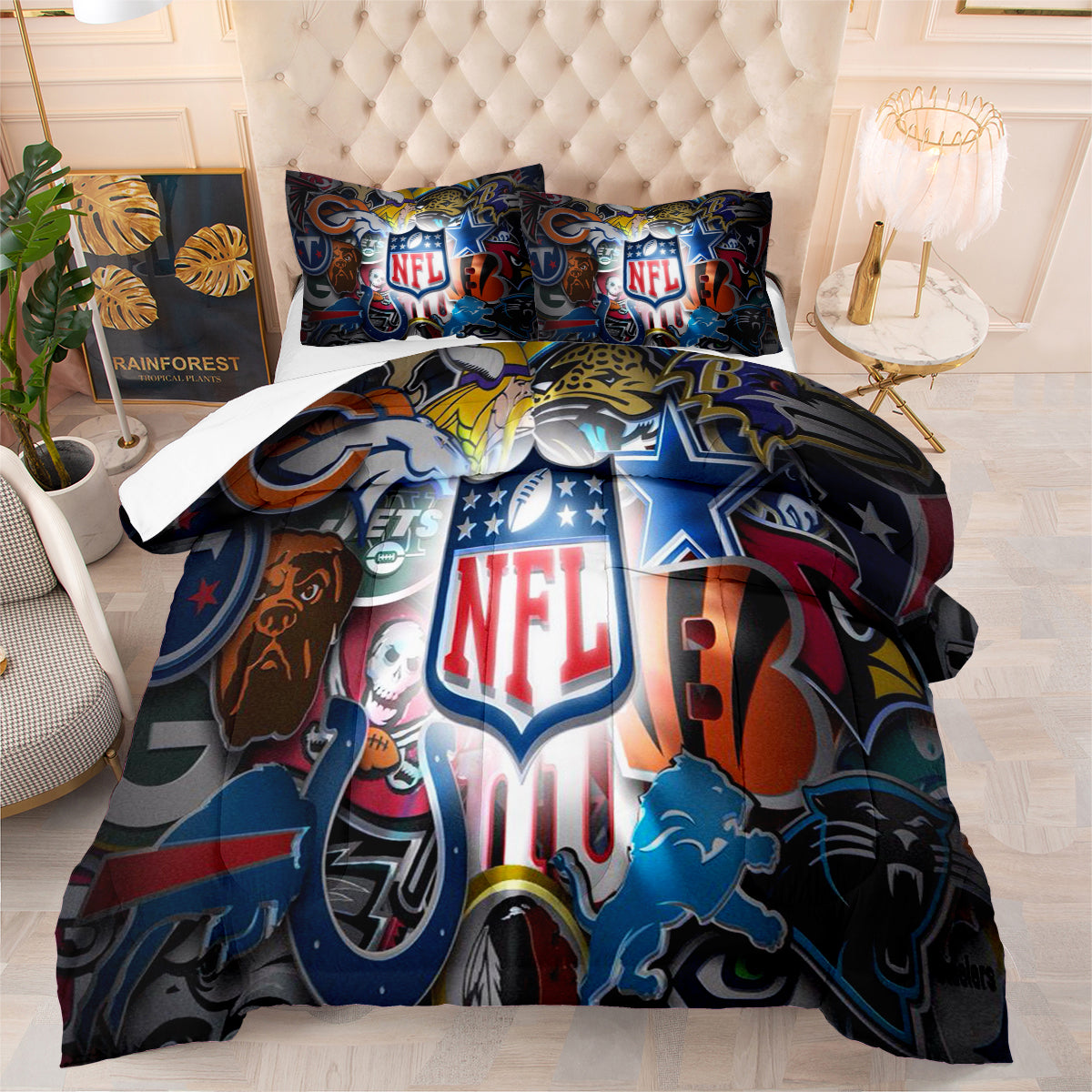 Football Team Rugby Comforter Pillowcase Sets Blanket All Season Reversible Quilted Duvet