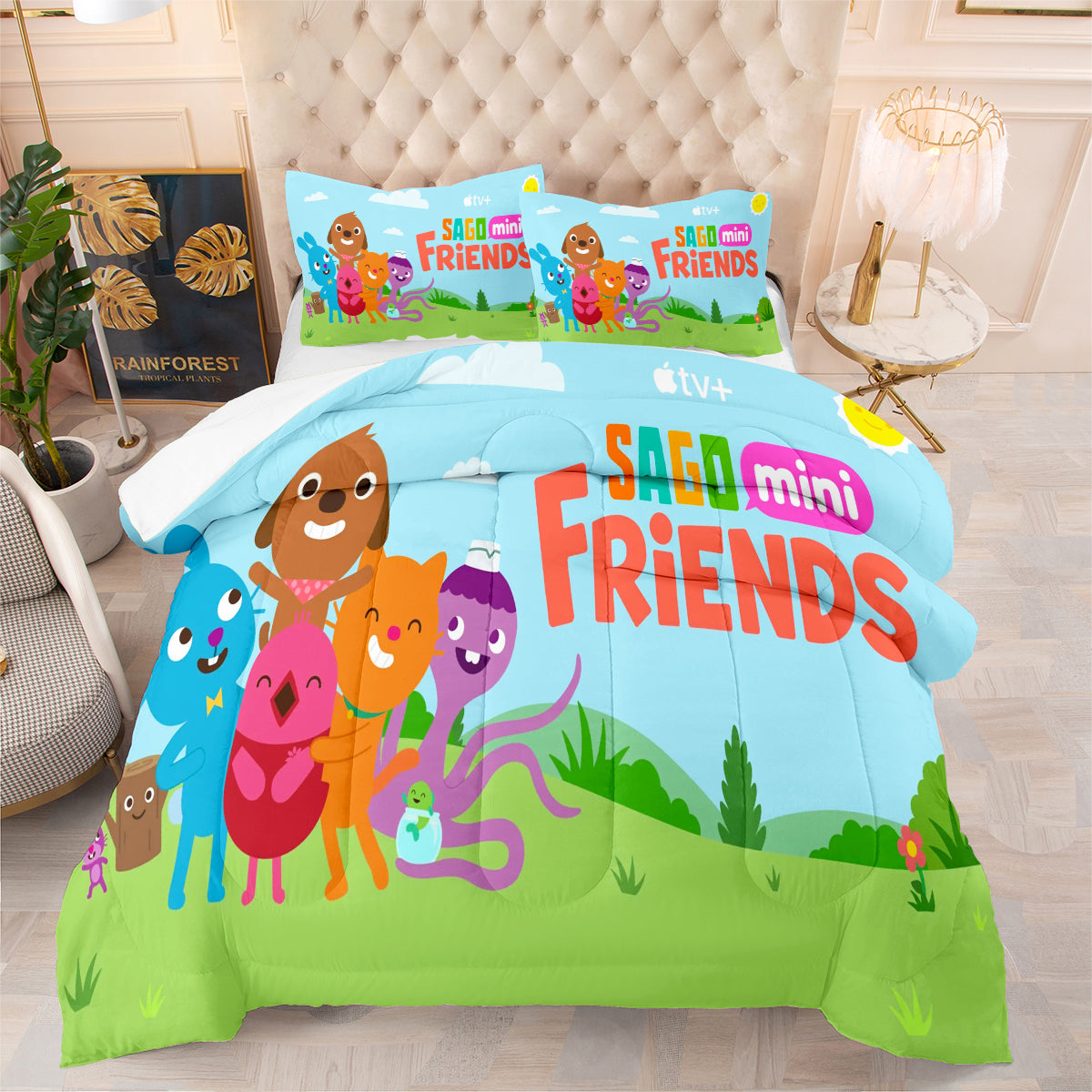 Sago Mini Friends Comforter Pillowcase Sets Blanket All Season Reversible Quilted Duvet