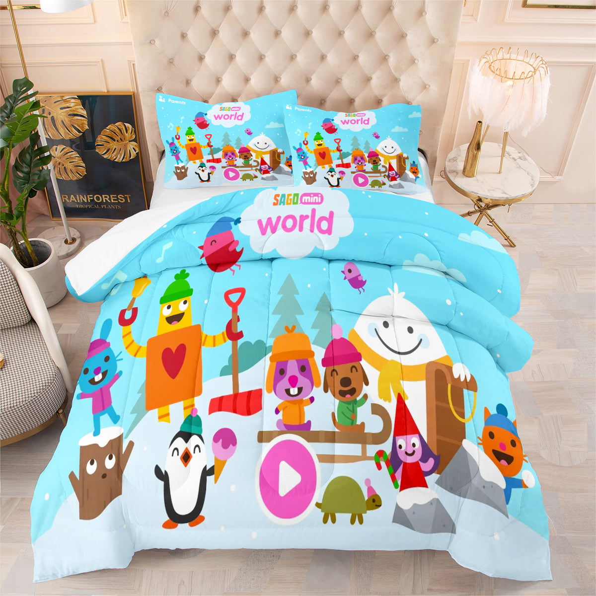 Sago Mini Friends Comforter Pillowcase Sets Blanket All Season Reversible Quilted Duvet