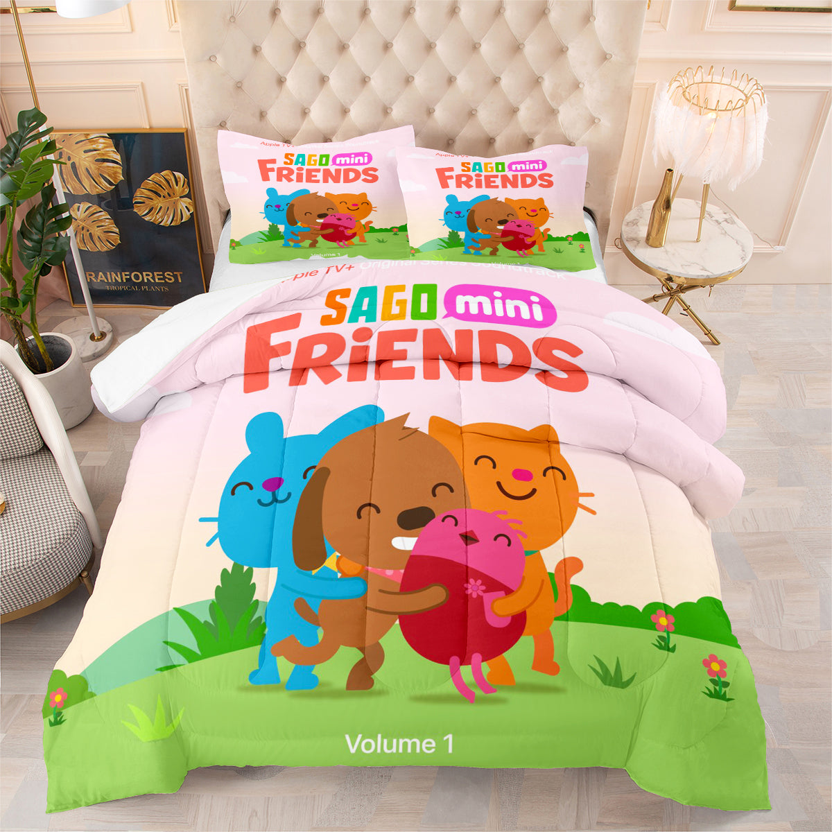 Sago Mini Friends Comforter Pillowcase Sets Blanket All Season Reversible Quilted Duvet