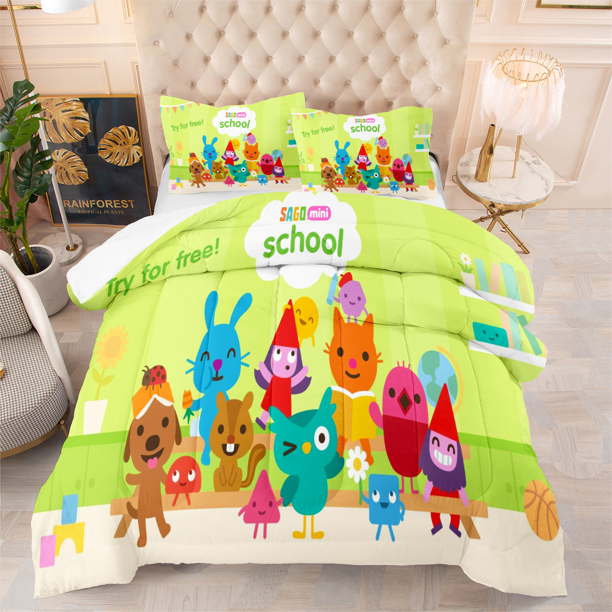 Sago Mini Friends Comforter Pillowcase Sets Blanket All Season Reversible Quilted Duvet