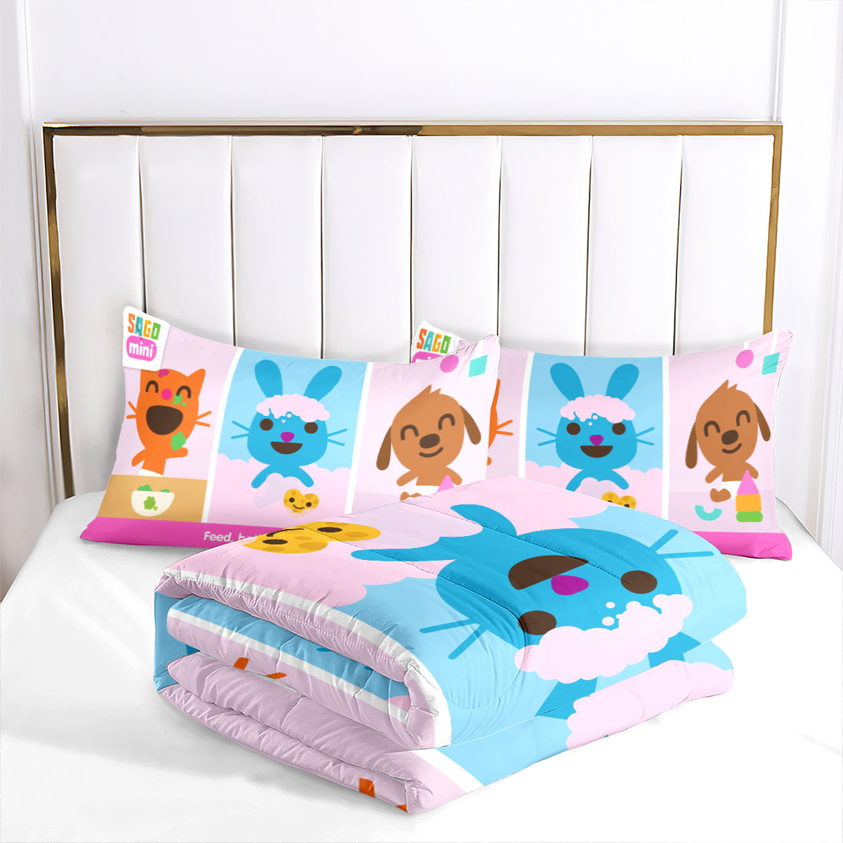 Sago Mini Friends Comforter Pillowcase Sets Blanket All Season Reversible Quilted Duvet