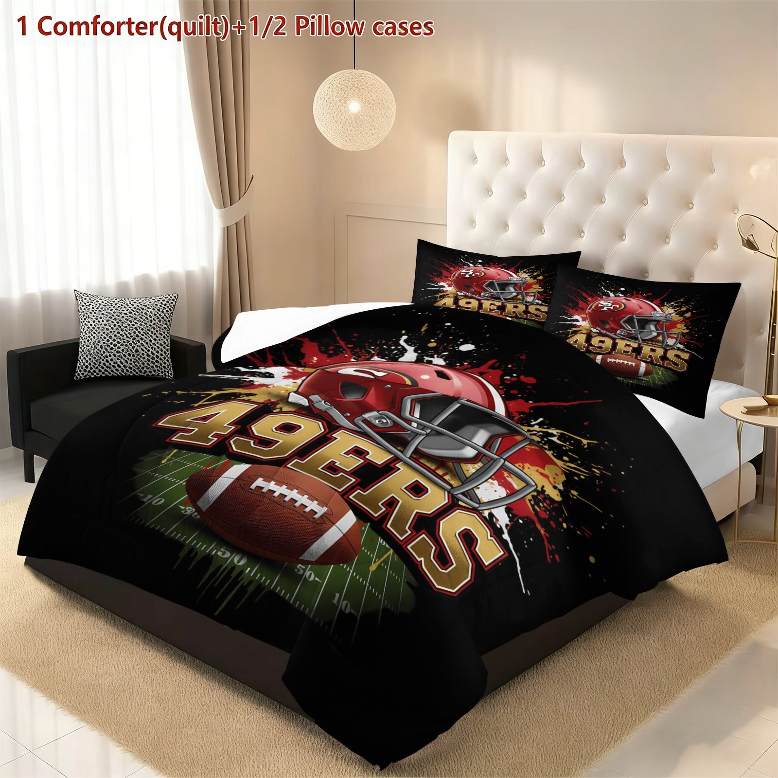 San Francisco 49ers Comforter Pillowcase Sets Blanket All Season Reversible Quilted Duvet