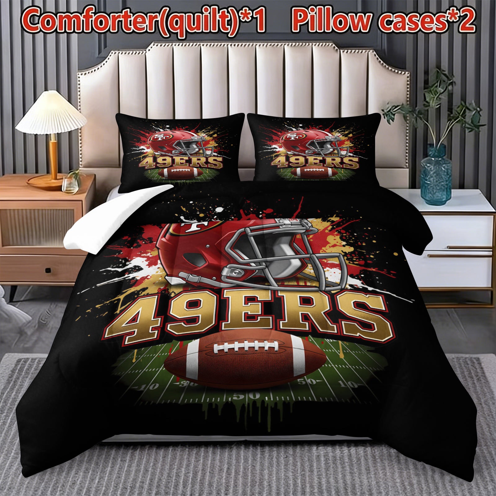 San Francisco 49ers Comforter Pillowcase Sets Blanket All Season Reversible Quilted Duvet