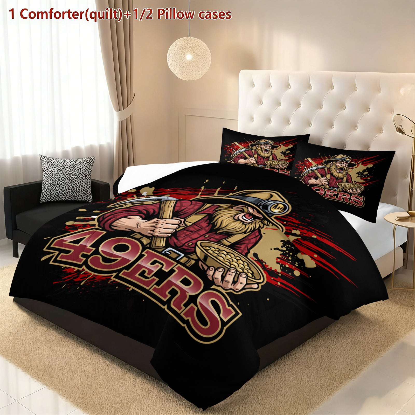 San Francisco 49ers Comforter Pillowcase Sets Blanket All Season Reversible Quilted Duvet