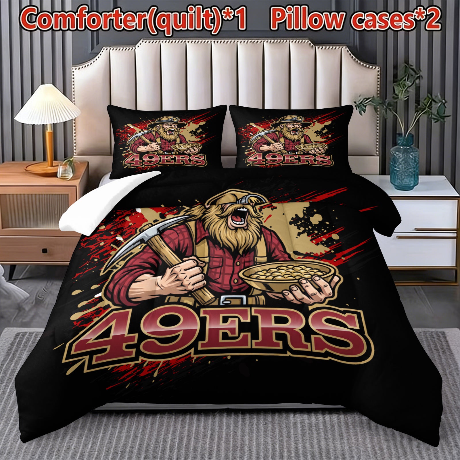 San Francisco 49ers Comforter Pillowcase Sets Blanket All Season Reversible Quilted Duvet