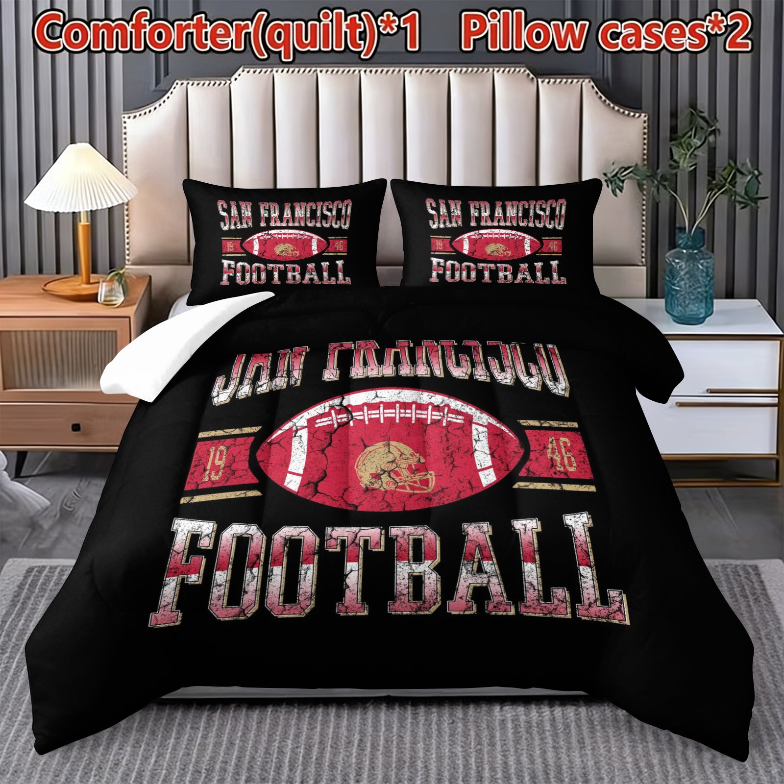 San Francisco 49ers Comforter Pillowcase Sets Blanket All Season Reversible Quilted Duvet