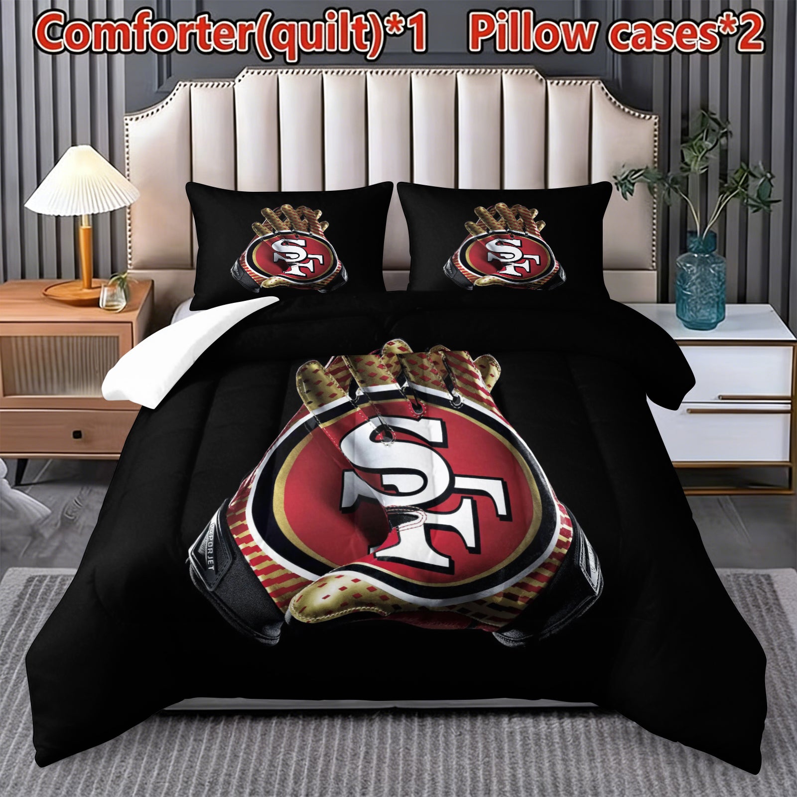 San Francisco 49ers Comforter Pillowcase Sets Blanket All Season Reversible Quilted Duvet