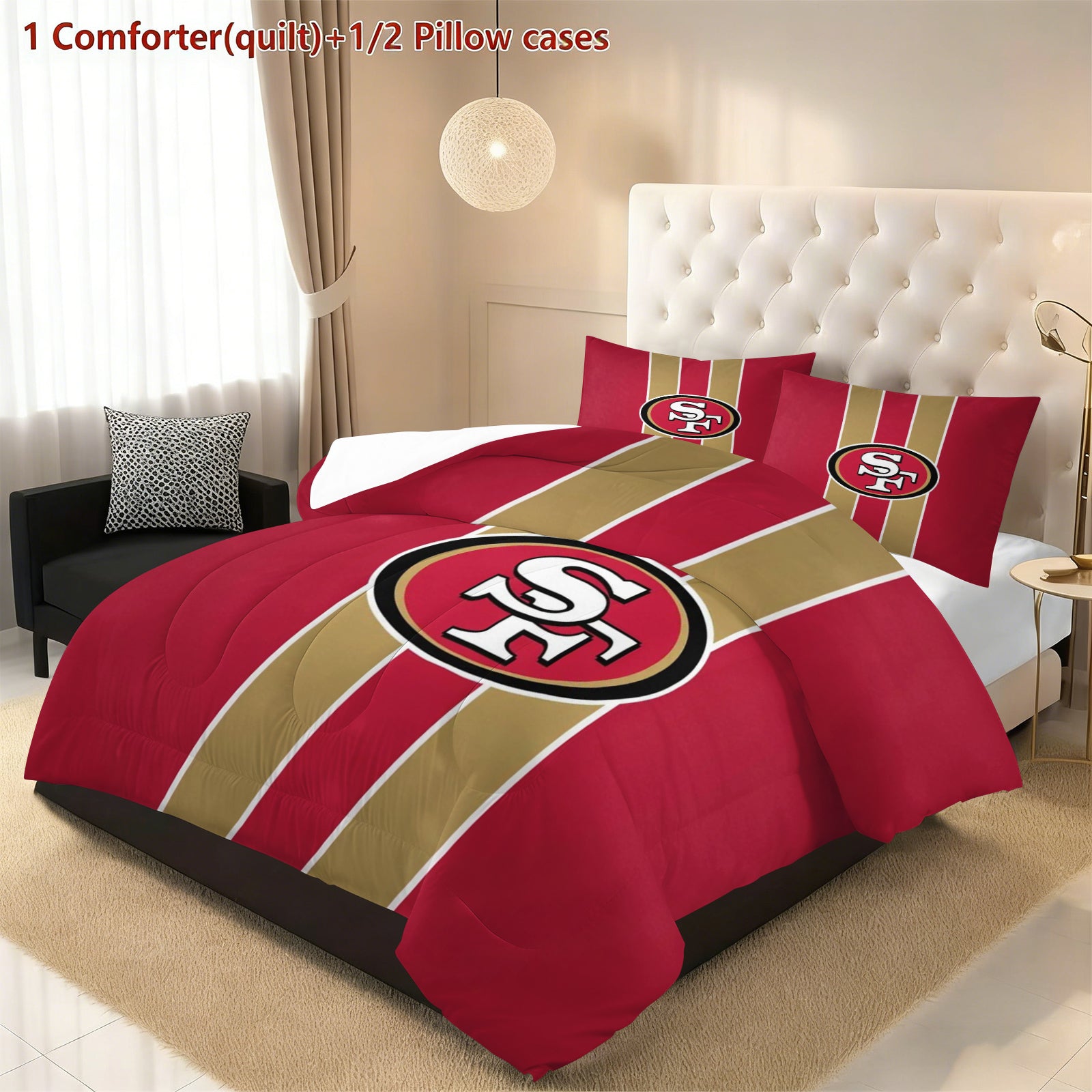 San Francisco 49ers Comforter Pillowcase Sets Blanket All Season Reversible Quilted Duvet