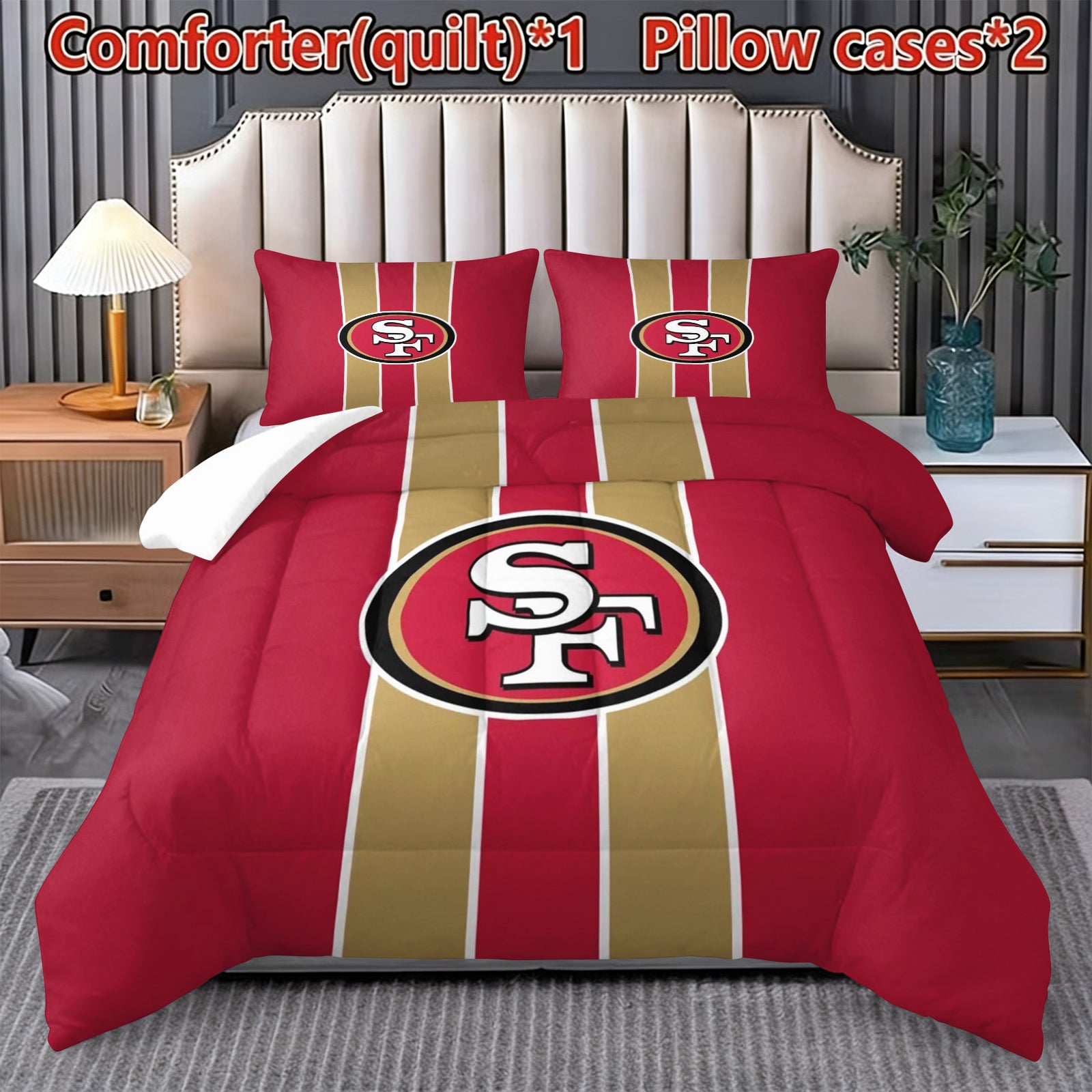 San Francisco 49ers Comforter Pillowcase Sets Blanket All Season Reversible Quilted Duvet