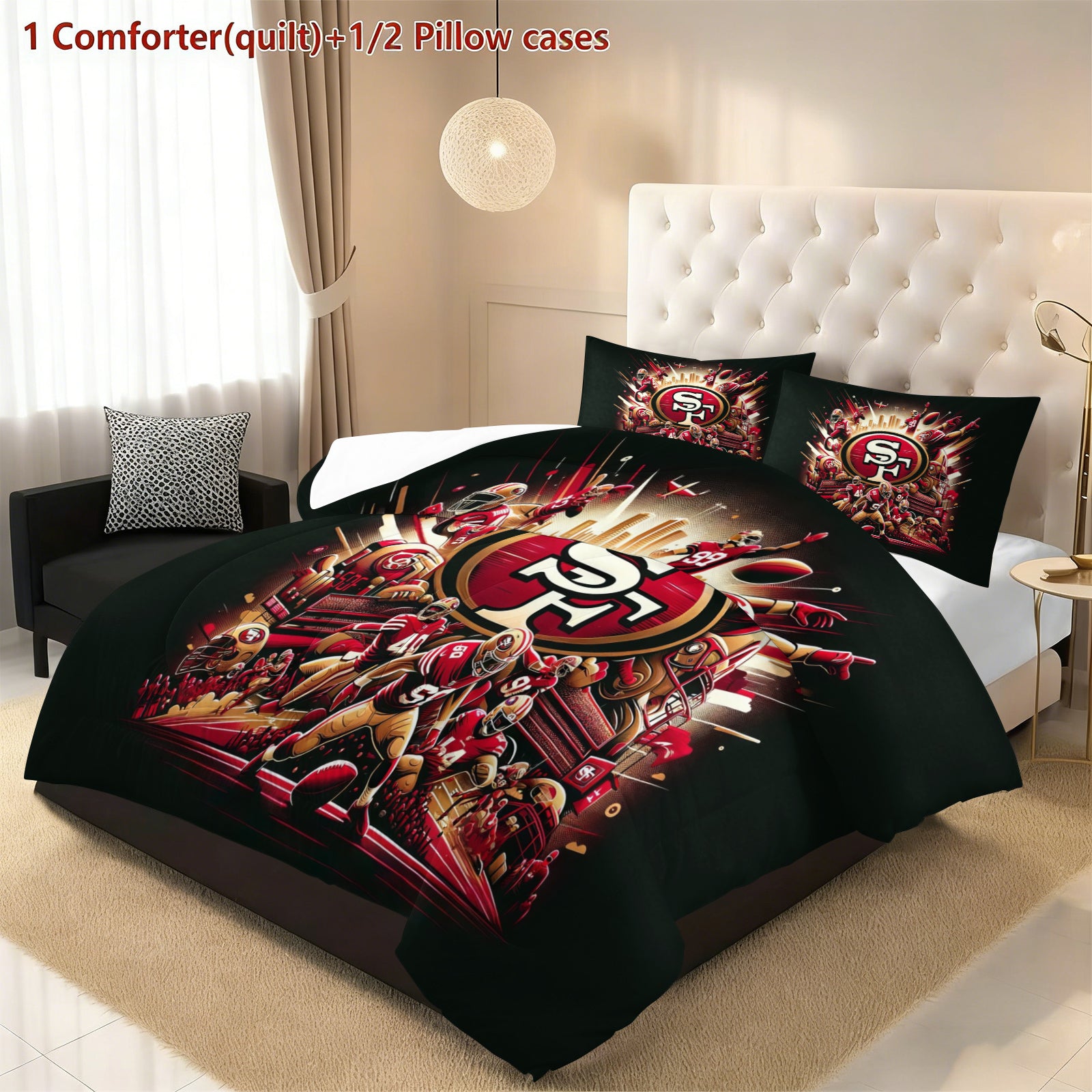 San Francisco 49ers Comforter Pillowcase Sets Blanket All Season Reversible Quilted Duvet
