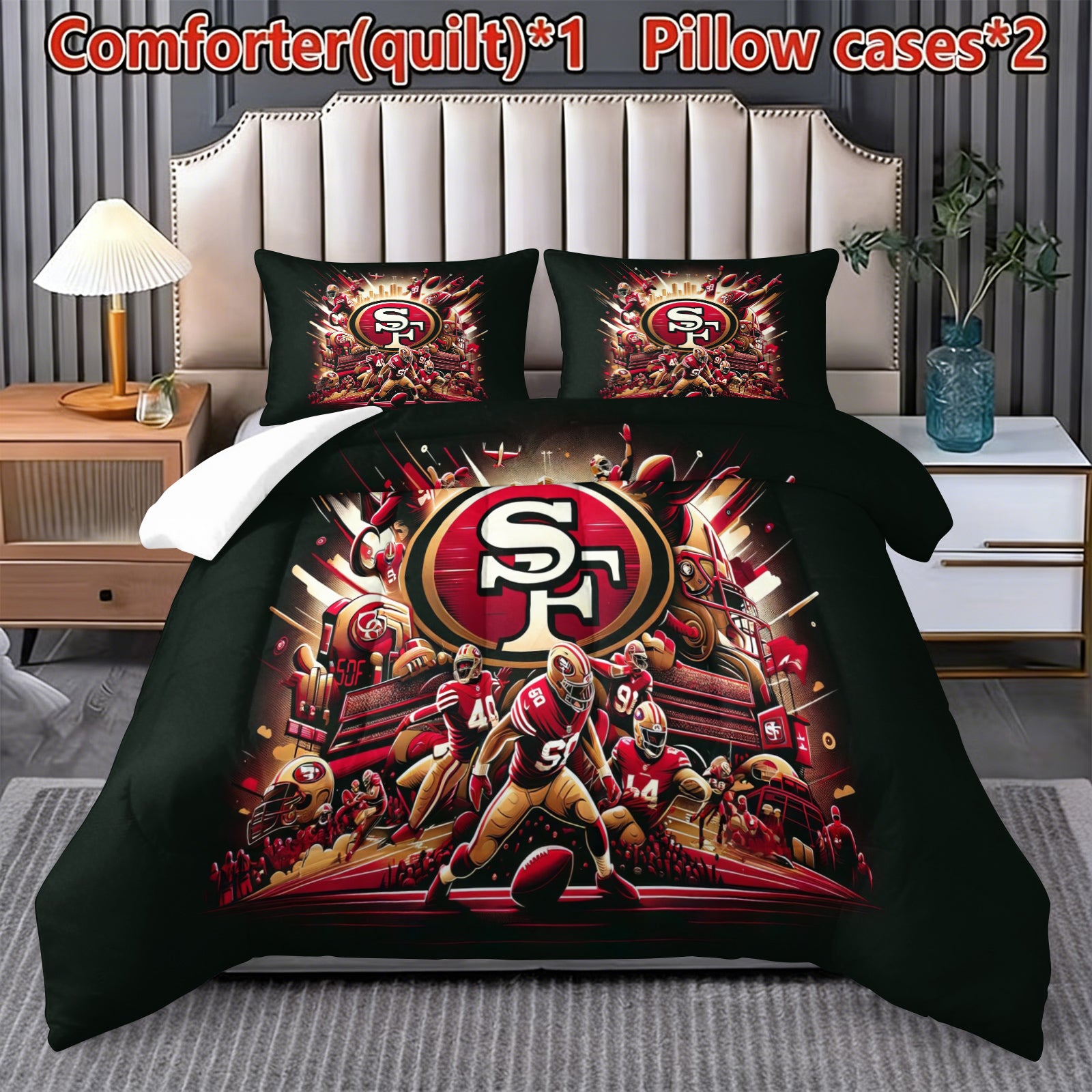 San Francisco 49ers Comforter Pillowcase Sets Blanket All Season Reversible Quilted Duvet