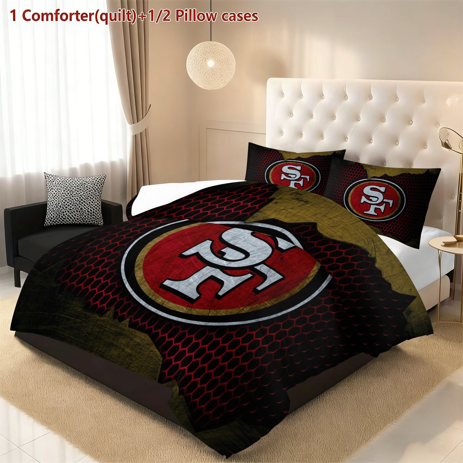 San Francisco 49ers Comforter Pillowcase Sets Blanket All Season Reversible Quilted Duvet