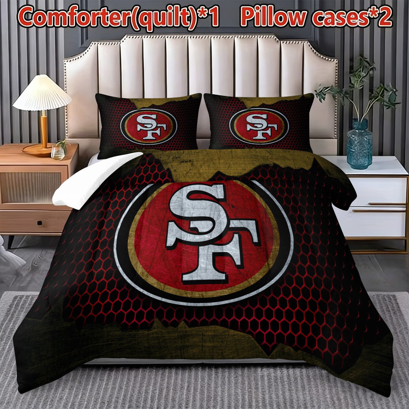 San Francisco 49ers Comforter Pillowcase Sets Blanket All Season Reversible Quilted Duvet