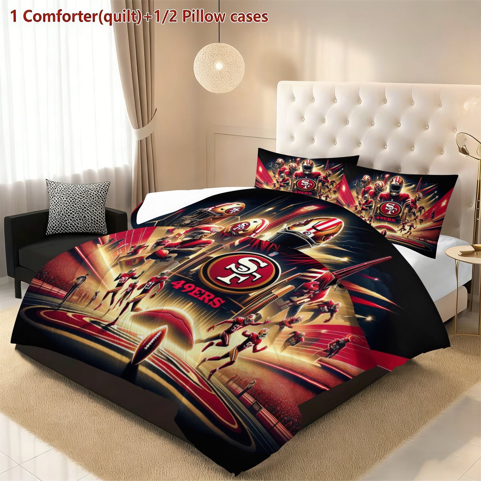 San Francisco 49ers Comforter Pillowcase Sets Blanket All Season Reversible Quilted Duvet