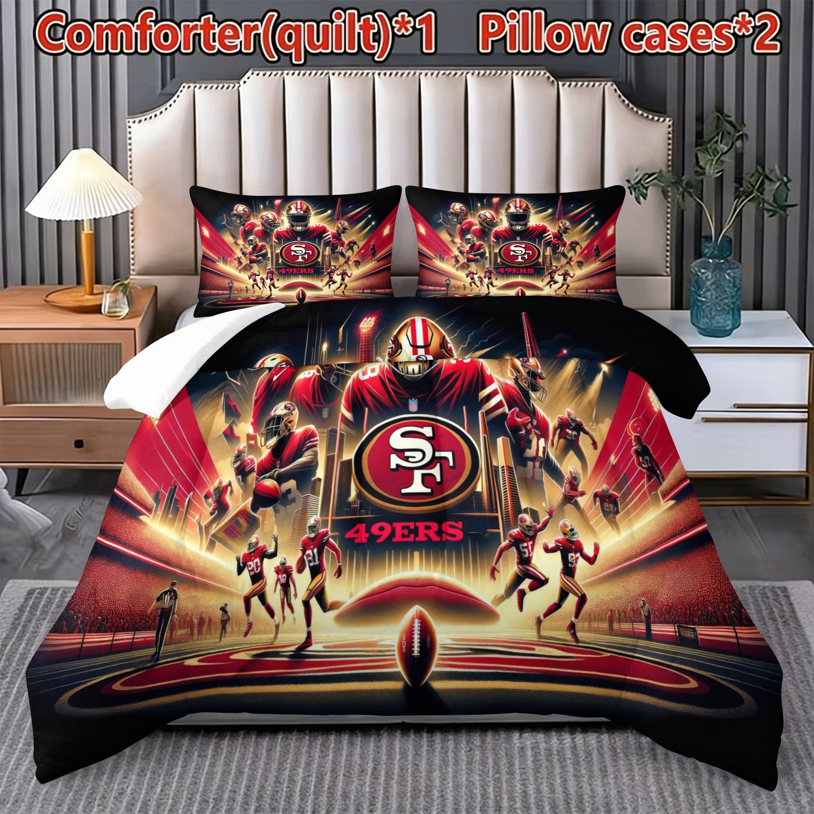 San Francisco 49ers Comforter Pillowcase Sets Blanket All Season Reversible Quilted Duvet