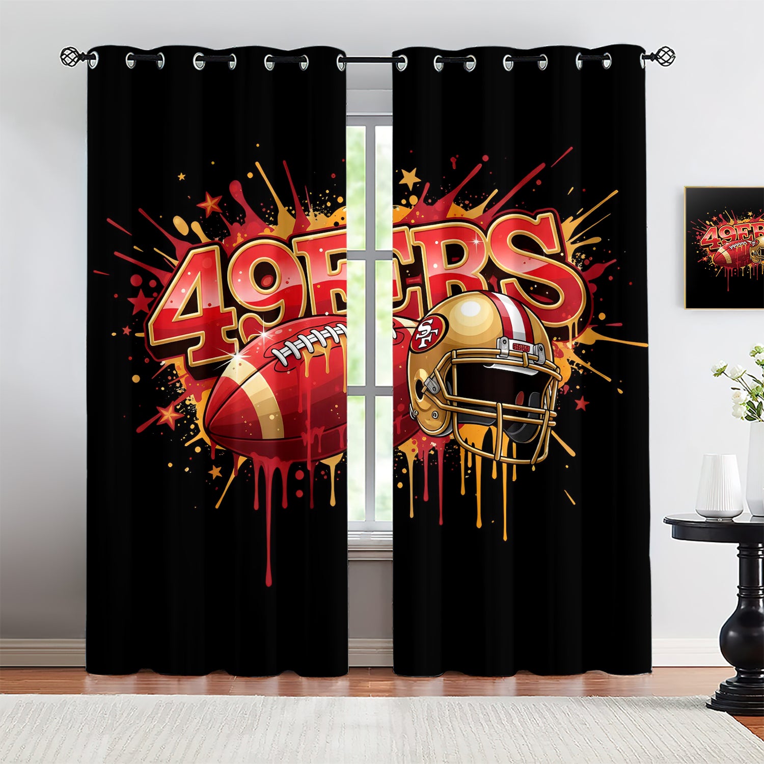 San Francisco 49ers Blackout Curtains Drapes For Window Treatment Set