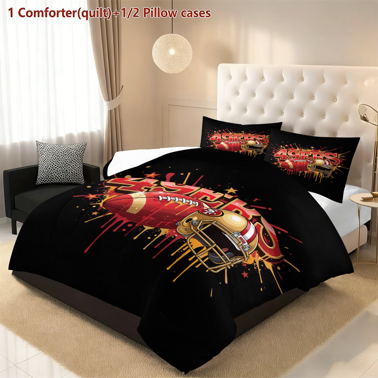 San Francisco 49ers Comforter Pillowcase Sets Blanket All Season Reversible Quilted Duvet